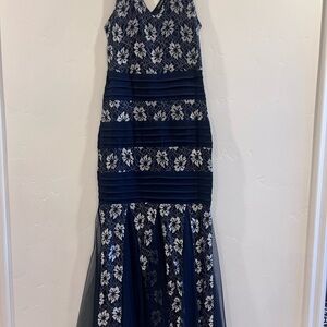 Navy Blue Floral Gown